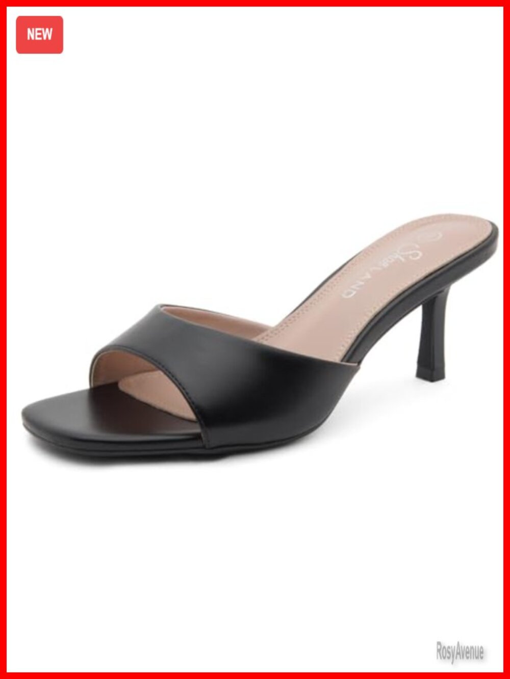 Women's Stiletto Heeled Mules Slip-On Sandals Dressy Low Heels Open Toe